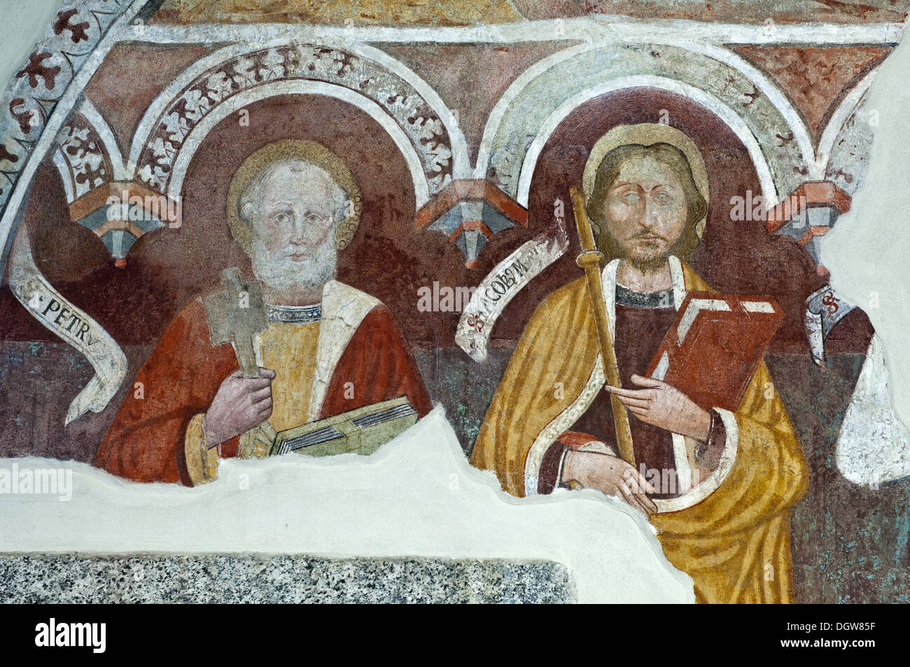 Gli affreschi con i ritratti degli Apostoli, Ronco Foto Stock