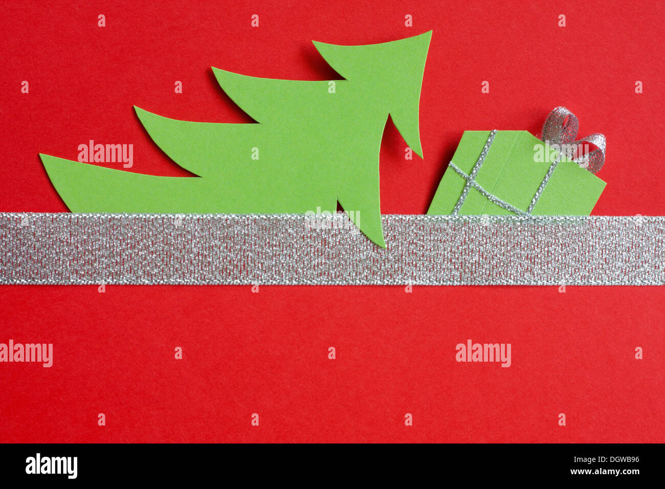 Natale carta astratto albero su sfondo rosso Foto Stock