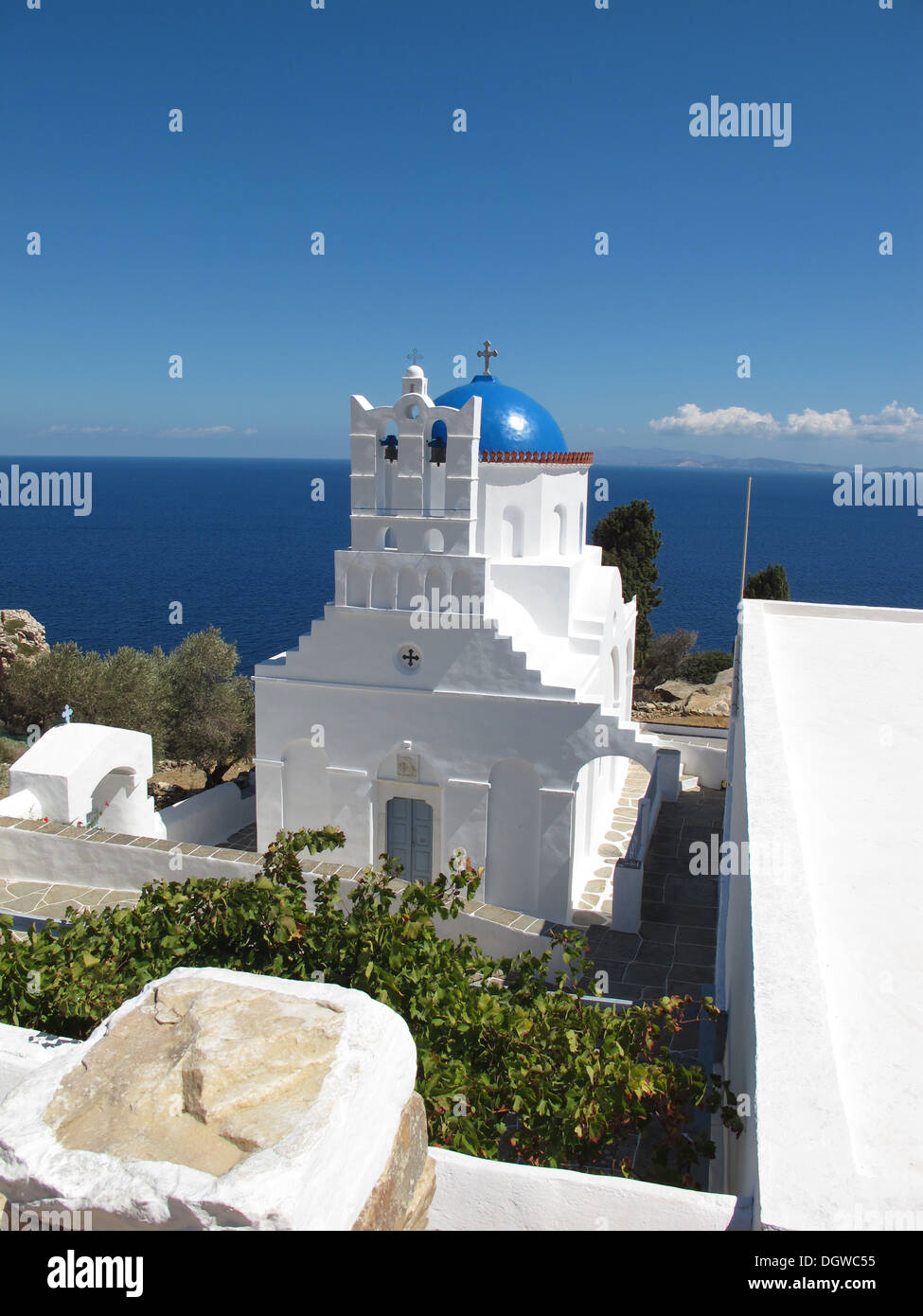 La chiesa di Panagia Poulati sull isola di Siphnos nelle cicladi grecia Foto Stock