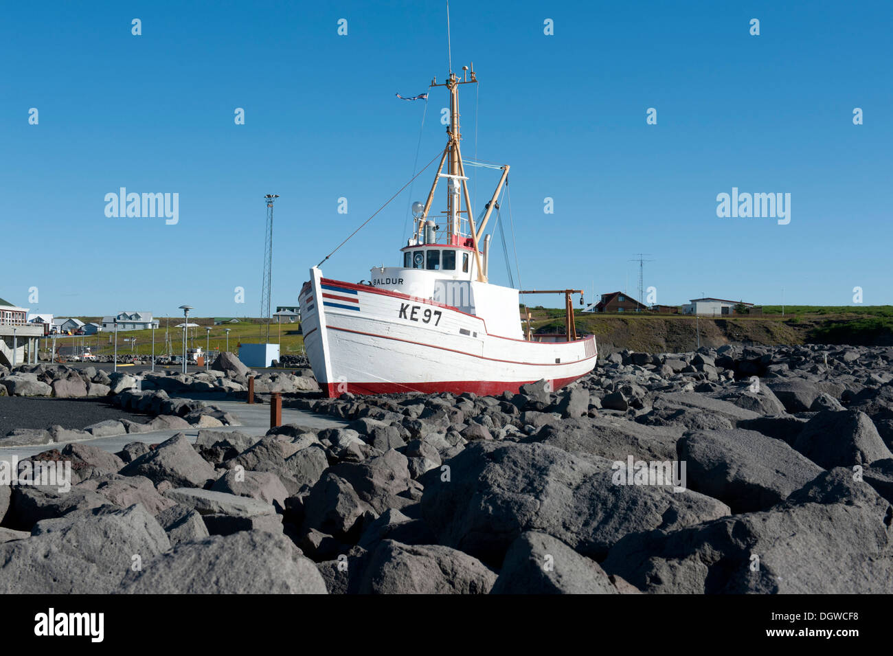 Barca da pesca, porto di Keflavík, Islanda, Scandinavia, Nord Europa, Europa Foto Stock