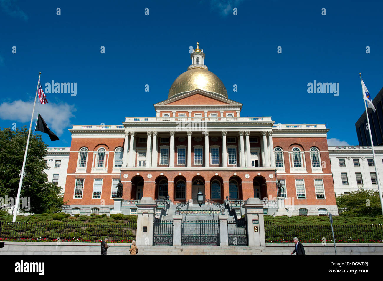 Architettura, casa di stato con una cupola dorata, Freedom Trail, Boston, Massachusetts, New England, USA, America del Nord Foto Stock
