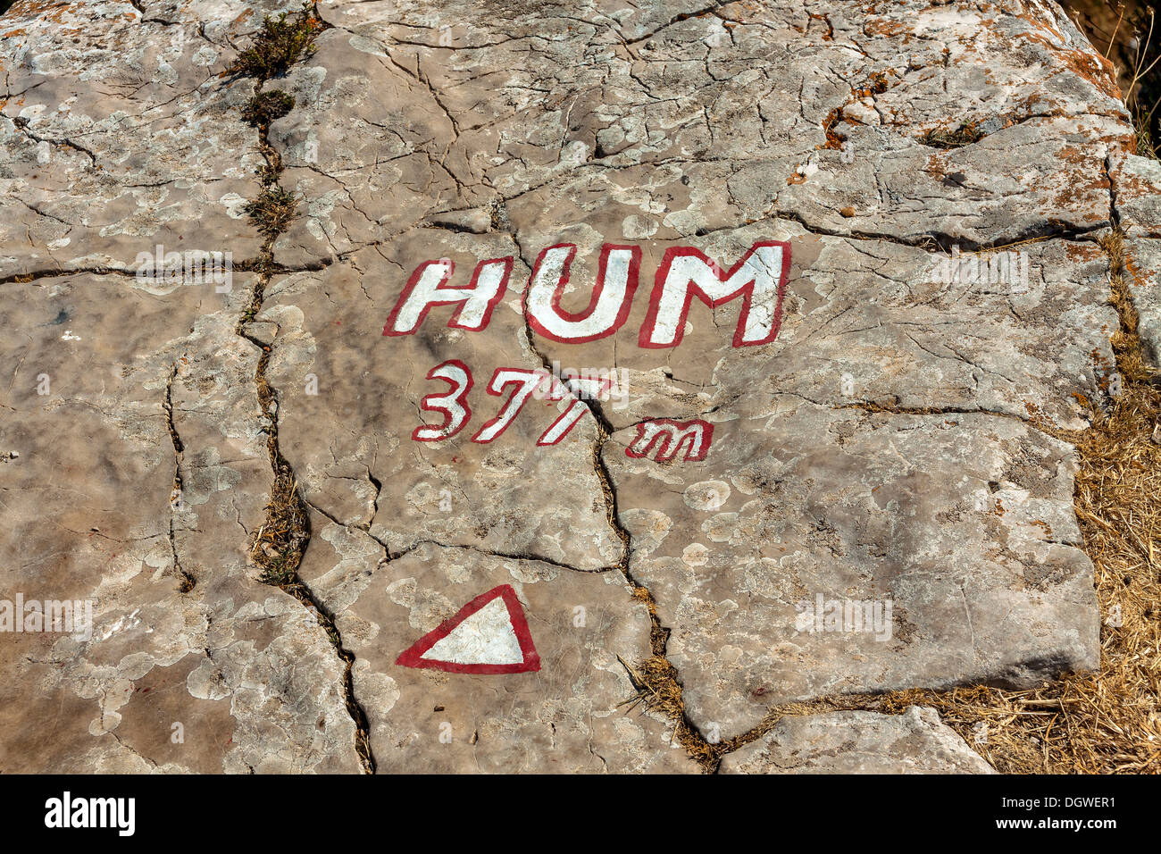 Hum hill punto più alto 377 m. sulla isola di Korcula, Croazia Foto Stock