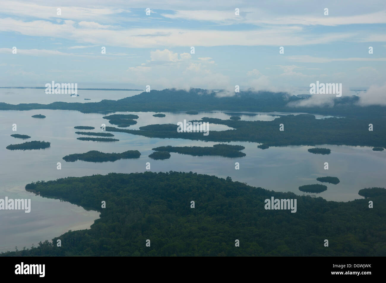 Vista aerea, Marovo Lagoon, Marovo Lagoon, provincia occidentale, Isole Salomone Foto Stock
