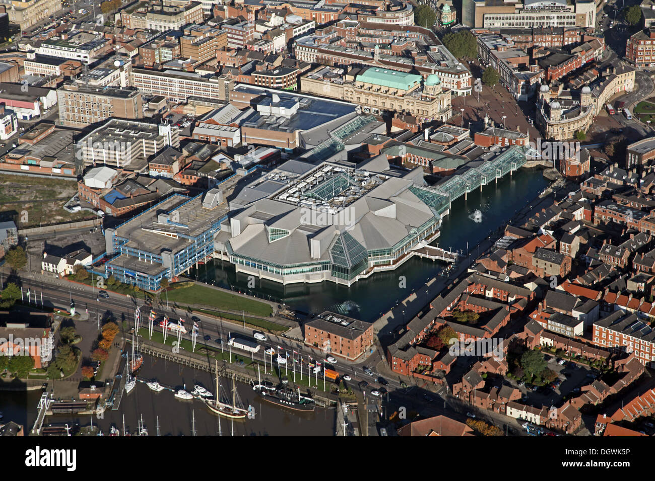 Vista aerea del Princes Quay Shopping Centre, Hull, East Yorkshire Foto Stock