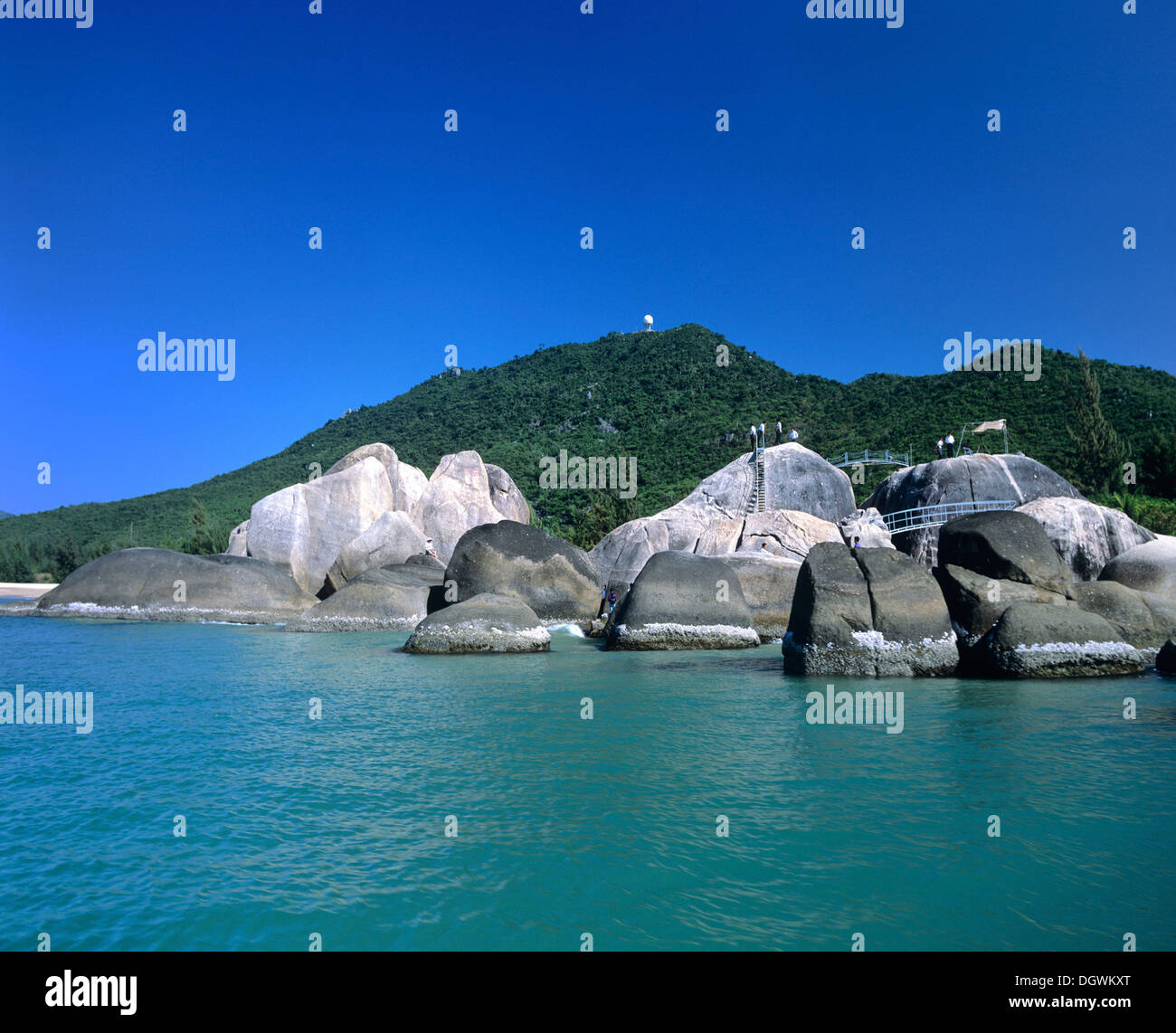 Tianya Haijiao, la fine del cielo e sul bordo del mare, Sanya, formazione di roccia sulla punta meridionale dell'Isola di Hainan in Cina, Asia Foto Stock