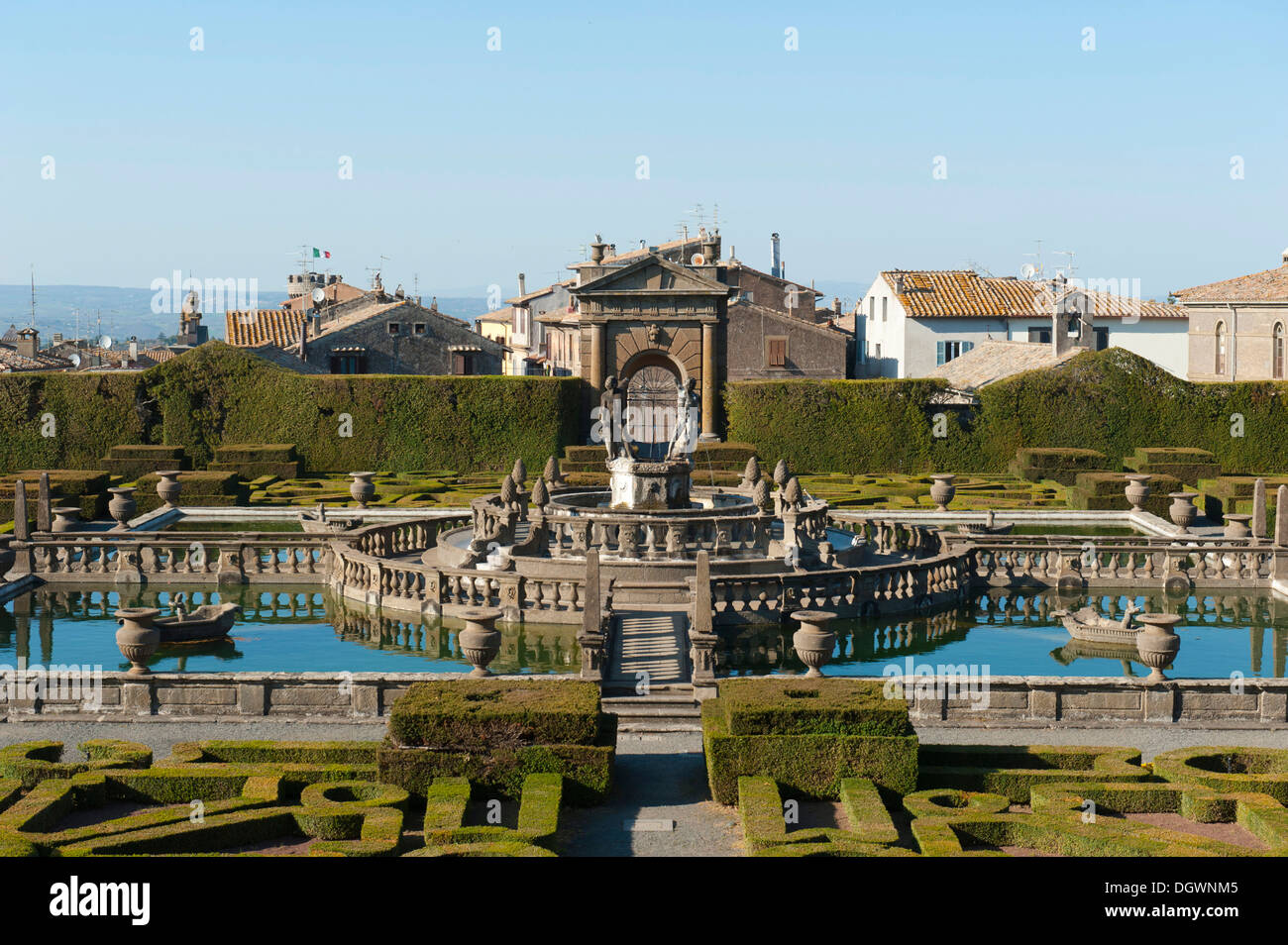 Fontana, stile Italiano Rinascimentale giardino, il manierismo, Villa Lante di Bagnaia, Viterbo, Lazio, Italia, Europa meridionale, Europa Foto Stock