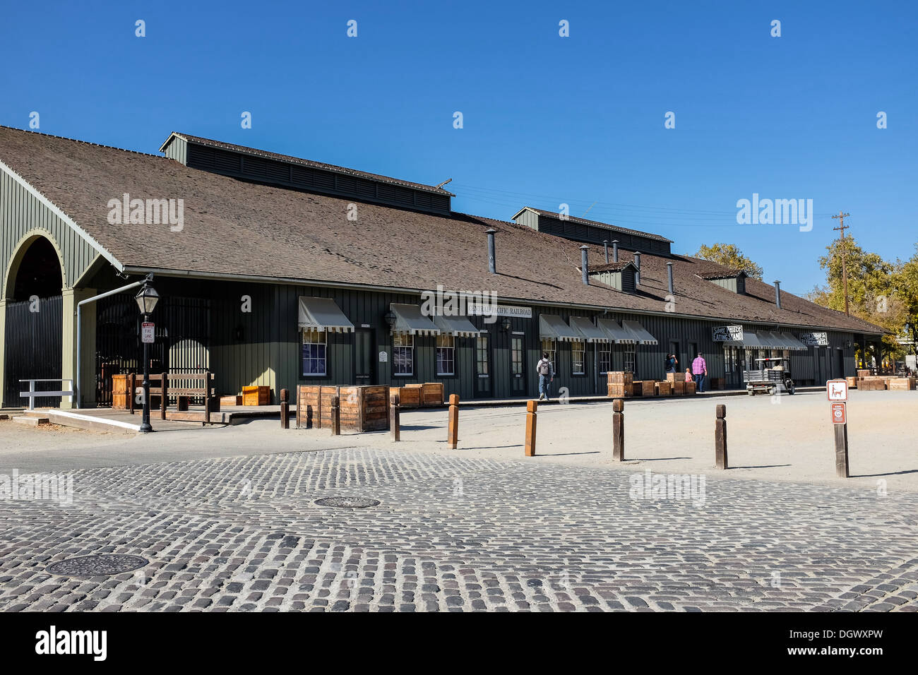 La Central Pacific Railroad Depot in Old Sacramento, California Foto Stock
