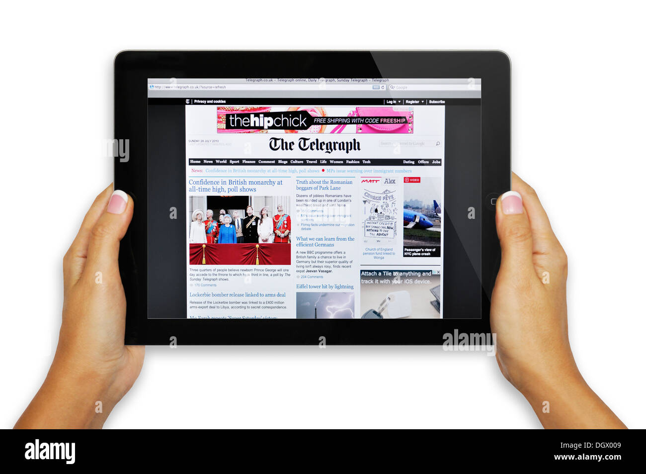Il Telegraph online il sito web di notizie sullo schermo di iPad Foto Stock