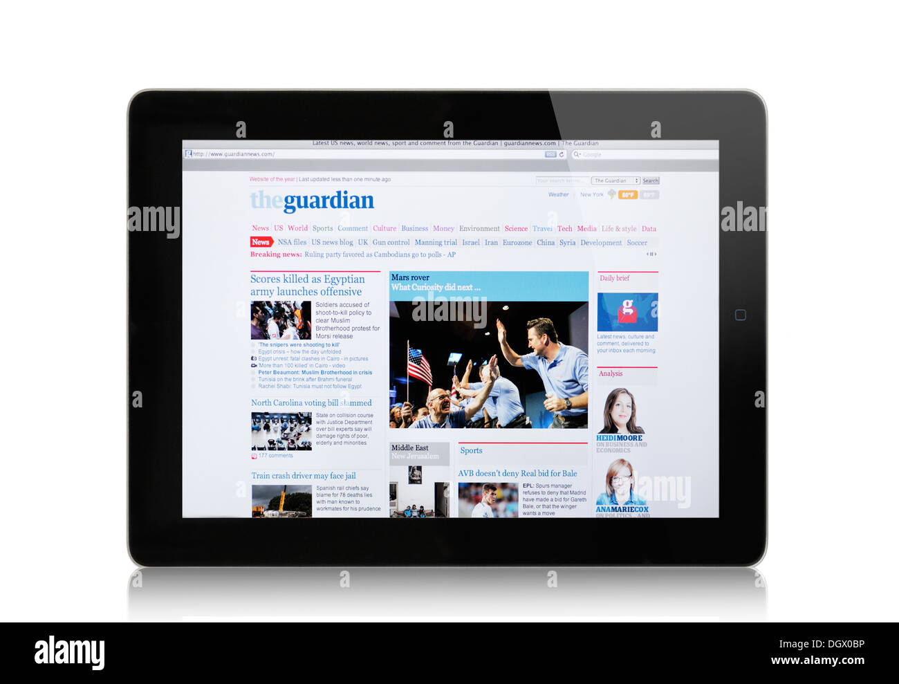 Il Guardian online il sito web di notizie sullo schermo di iPad Foto Stock
