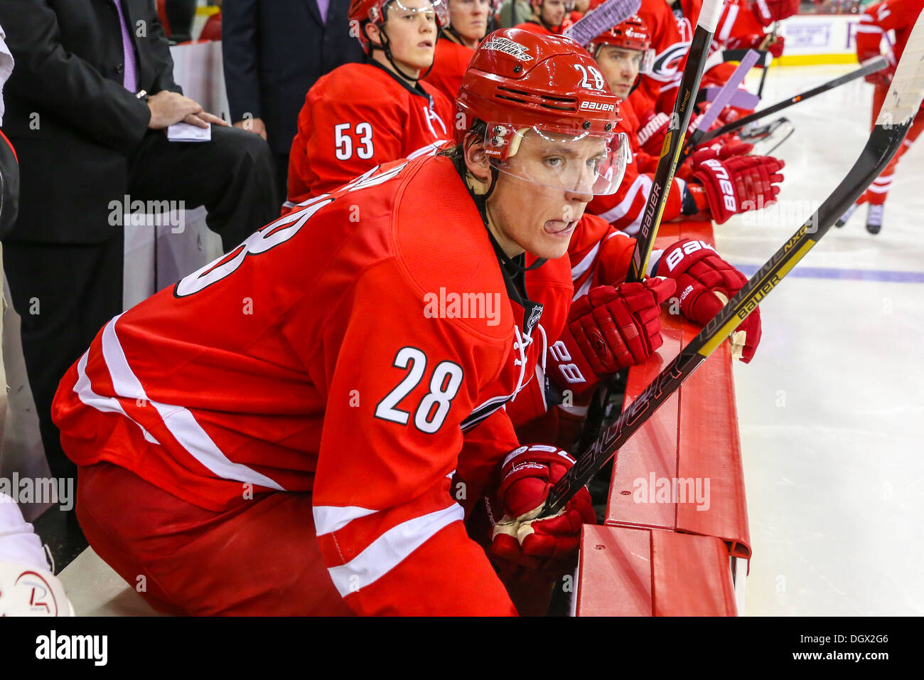 Carolina uragano Alexander Semin durante un NHL Hockey gioco durante la stagione 2013-2014 Foto Stock