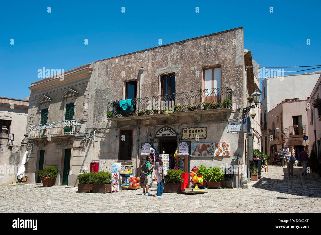 Piazza della Loggia Piazza, centro storico, Erice, in Sicilia, Italia, Europa Foto Stock