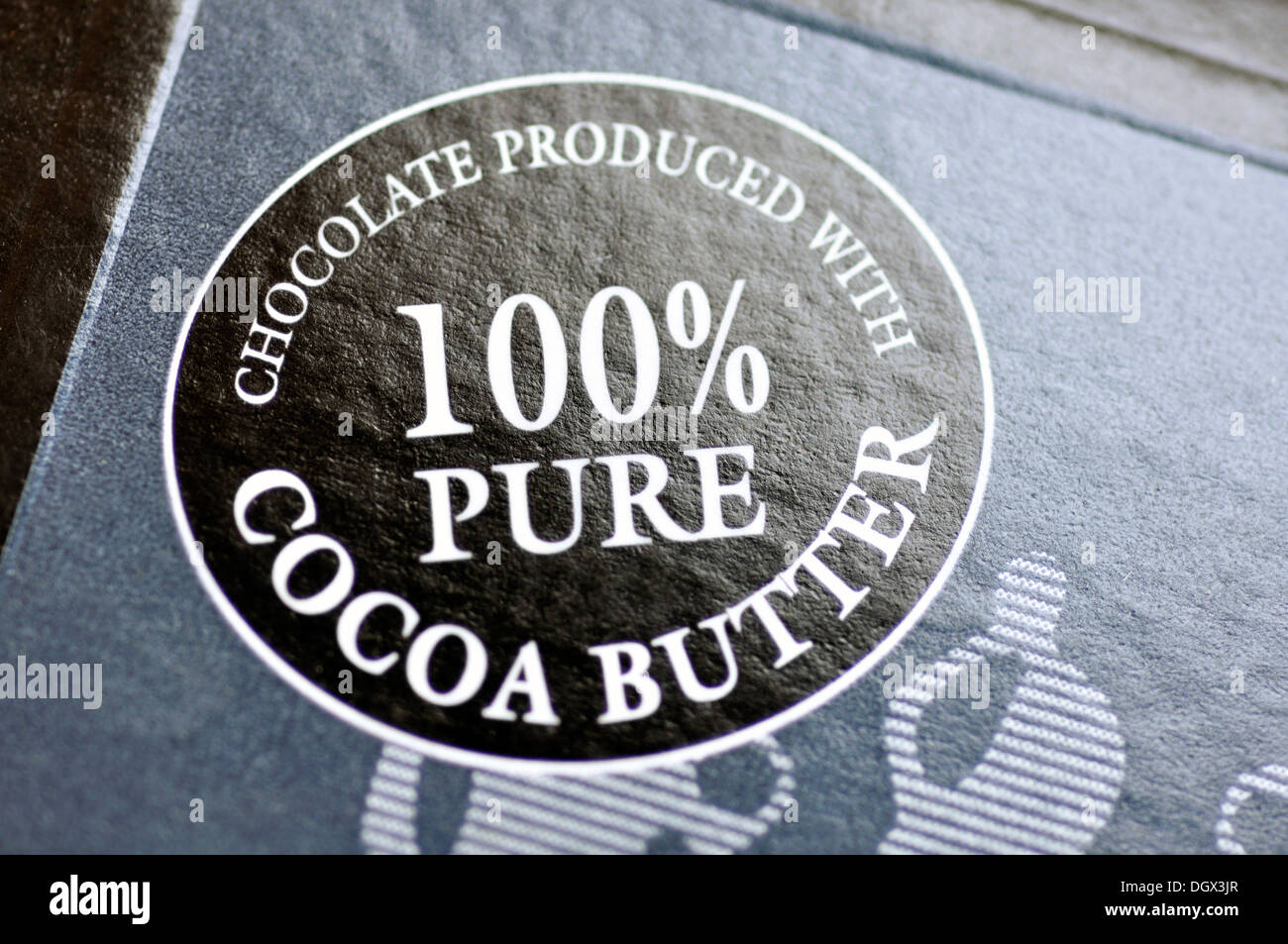 Informazioni sul pacchetto di cioccolato Foto Stock
