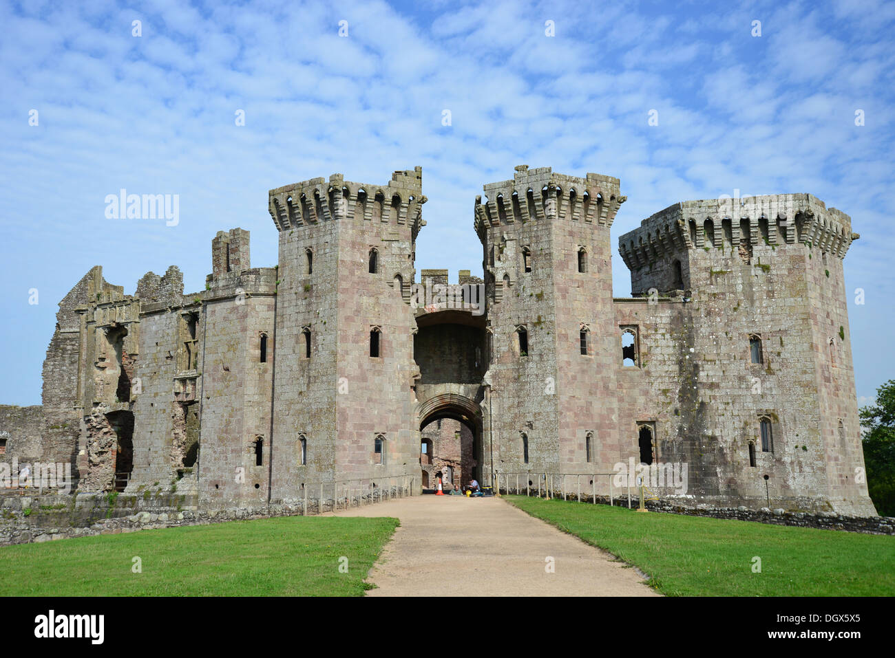 Xv secolo Raglan Castle, Raglan, Monmouthshire, Wales, Regno Unito Foto Stock