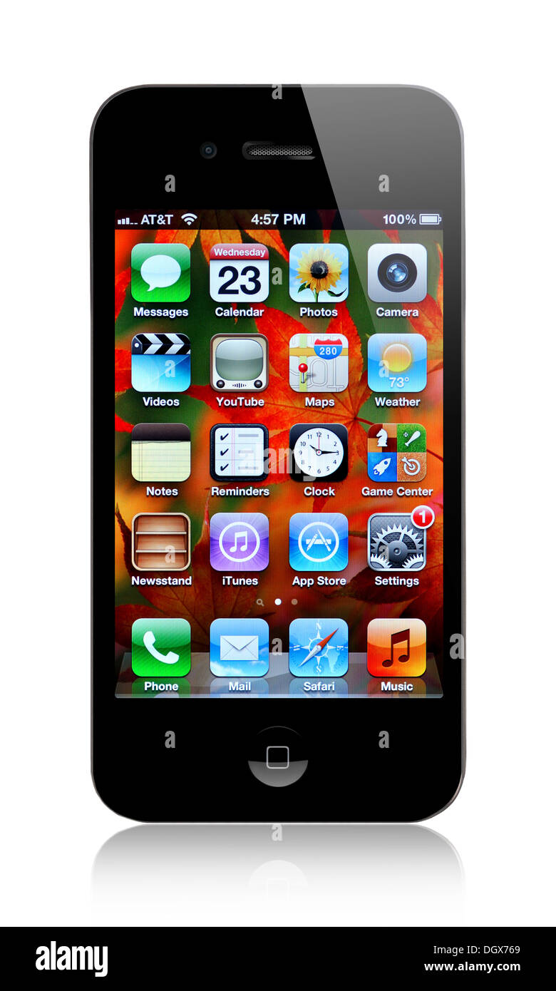 Lo schermo di iPhone che mostra il menu principale con icone Foto stock -  Alamy