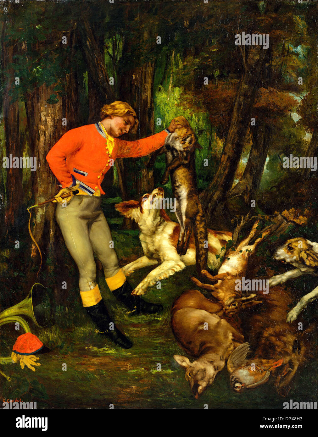 Dopo la caccia - da Gustave Courbet, 1859 Foto Stock Dopo la caccia - da Gustave Courbet, 1859 Foto Stock