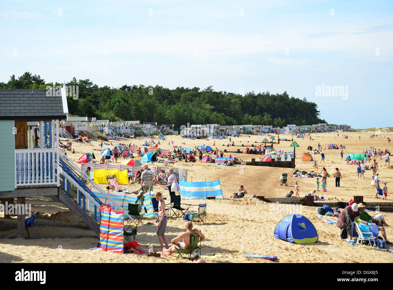 Pozzetti-next-il-mare spiaggia, Pozzi-next-il-Mare, Norfolk, Inghilterra, Regno Unito Foto Stock