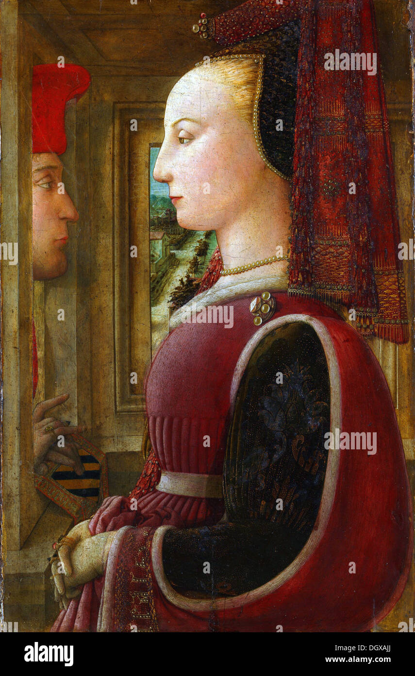 Ritratto di una donna con un uomo a Casemen - da Fra Filippo Lippi, 1444 Foto Stock