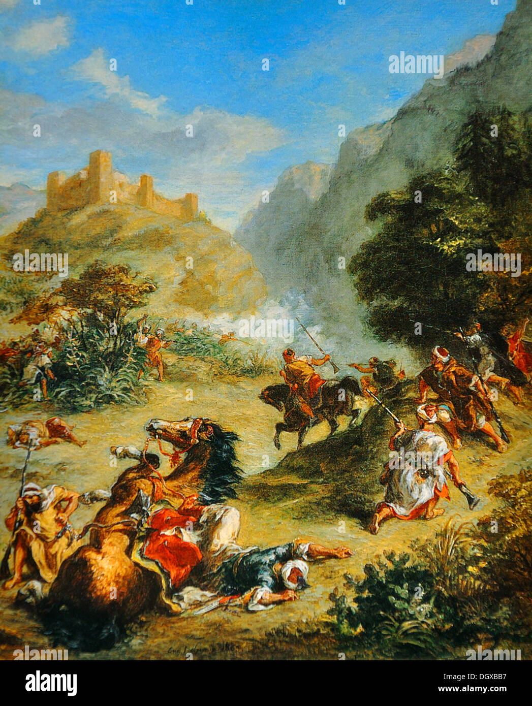 Gli arabi Skirmishing in Montagna - di Eugène Delacroix, 1863 Foto Stock