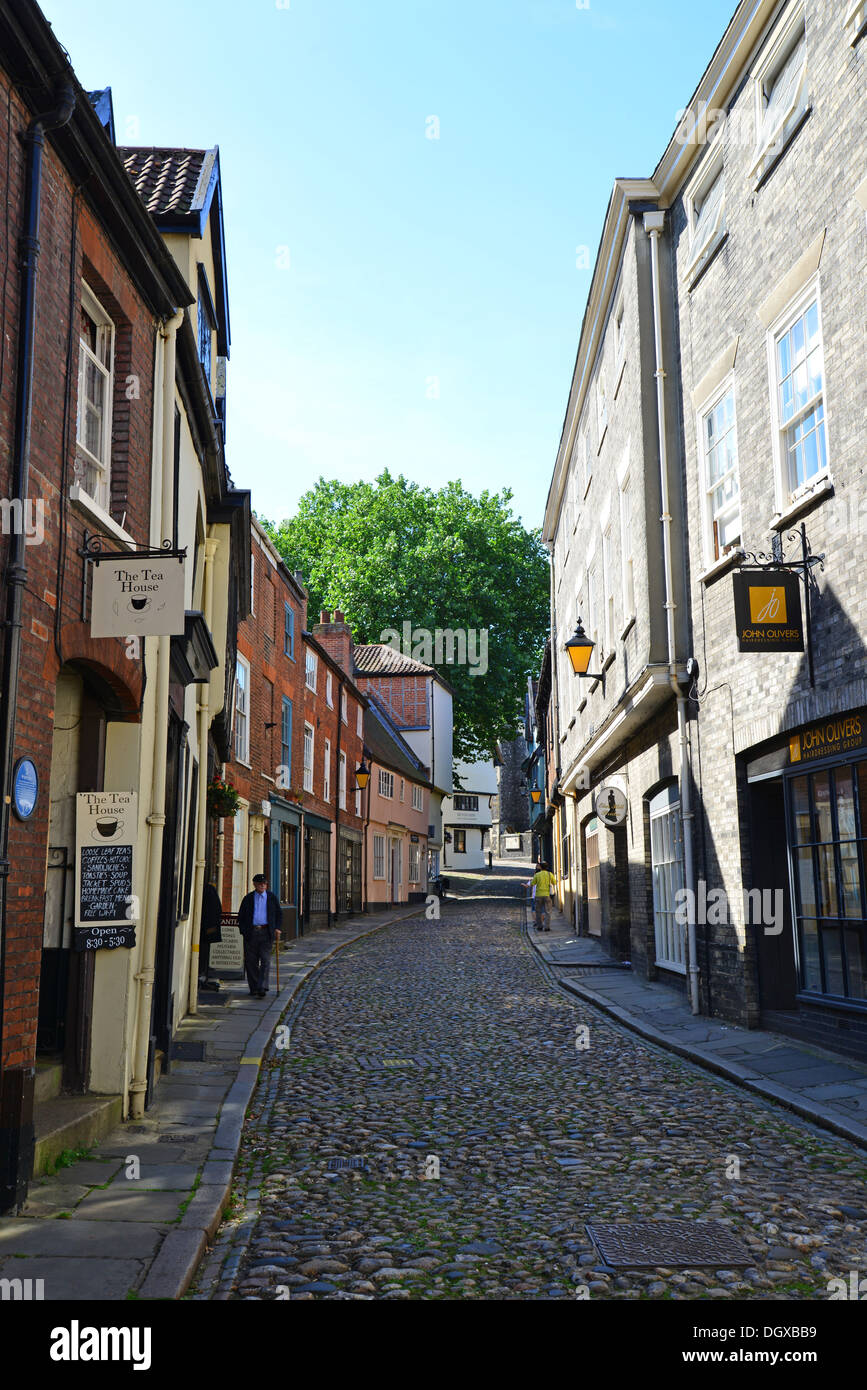 Elm Hill, Norwich, Norfolk, Inghilterra, Regno Unito Foto Stock