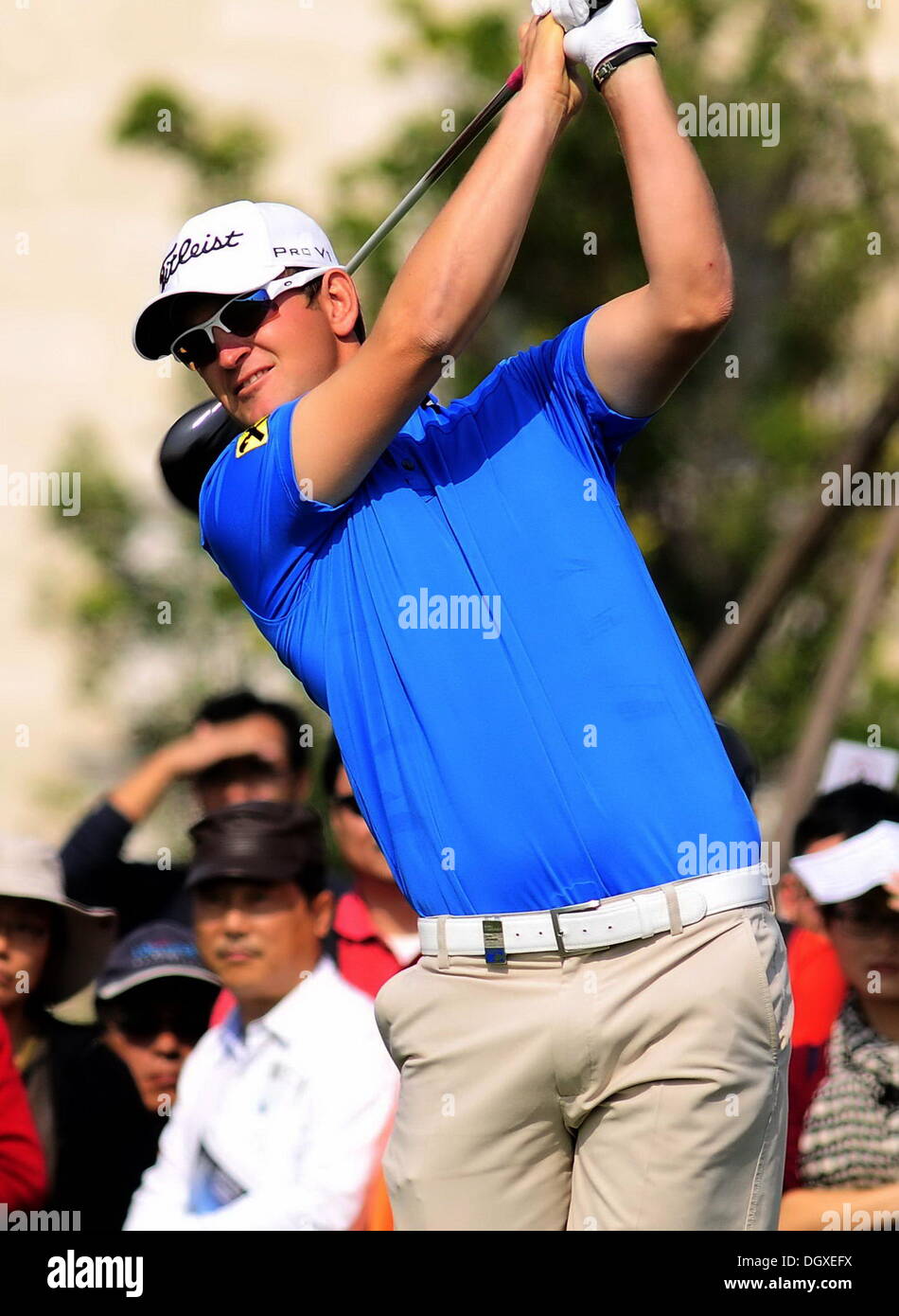 Shanghai, Cina; Bernd Wiesberger dell'Austria durante il round finale della BMW Masters al lago Malaren Golf Club. 27 ott 2013. Credito: Azione Sport Plus/Alamy Live News Foto Stock