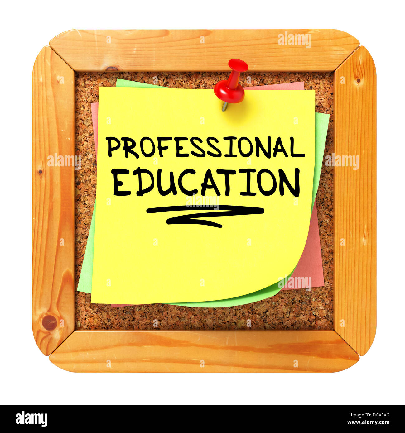 Formazione professionale. Adesivo sul bollettino. Foto Stock