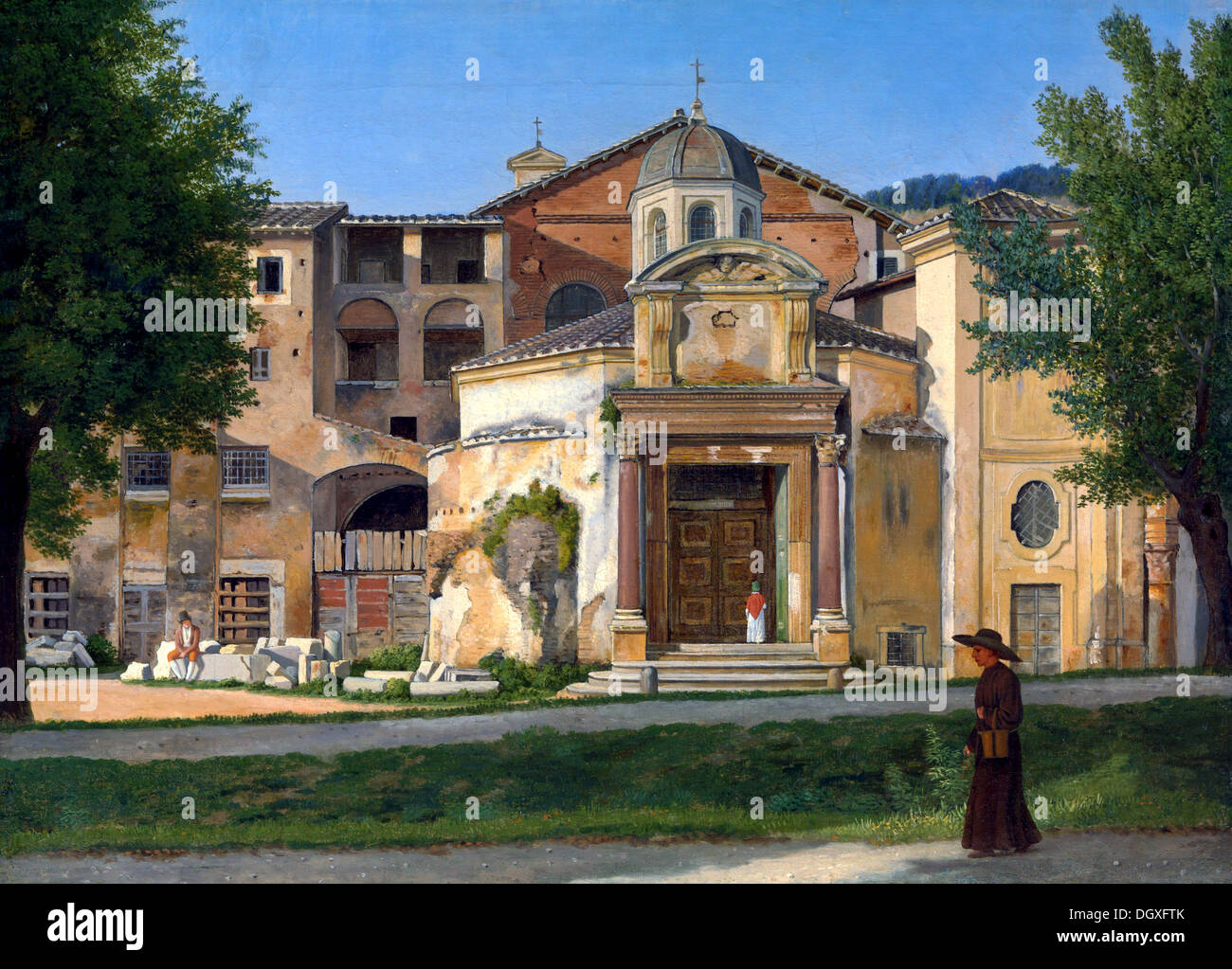 Una sezione della Via Sacra, Roma (la chiesa dei Santi Cosma e Damiano) - Da Christoffer Wilhelm Eckersberg, 1814-15 Foto Stock