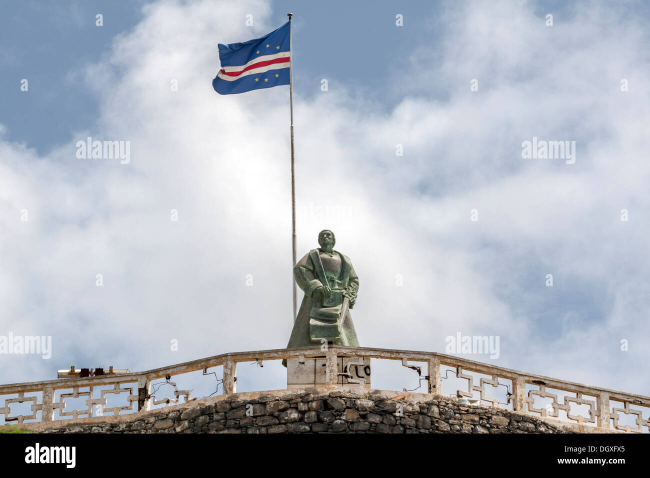 Statua di Pedro Alves Cabral, esploratore portoghese, distretto Plateau, Praia, Isola Santiago, Capo Verde Foto Stock