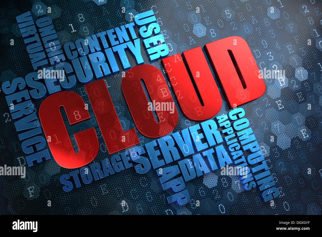 Il Cloud. Concetto Wordcloud. Foto Stock