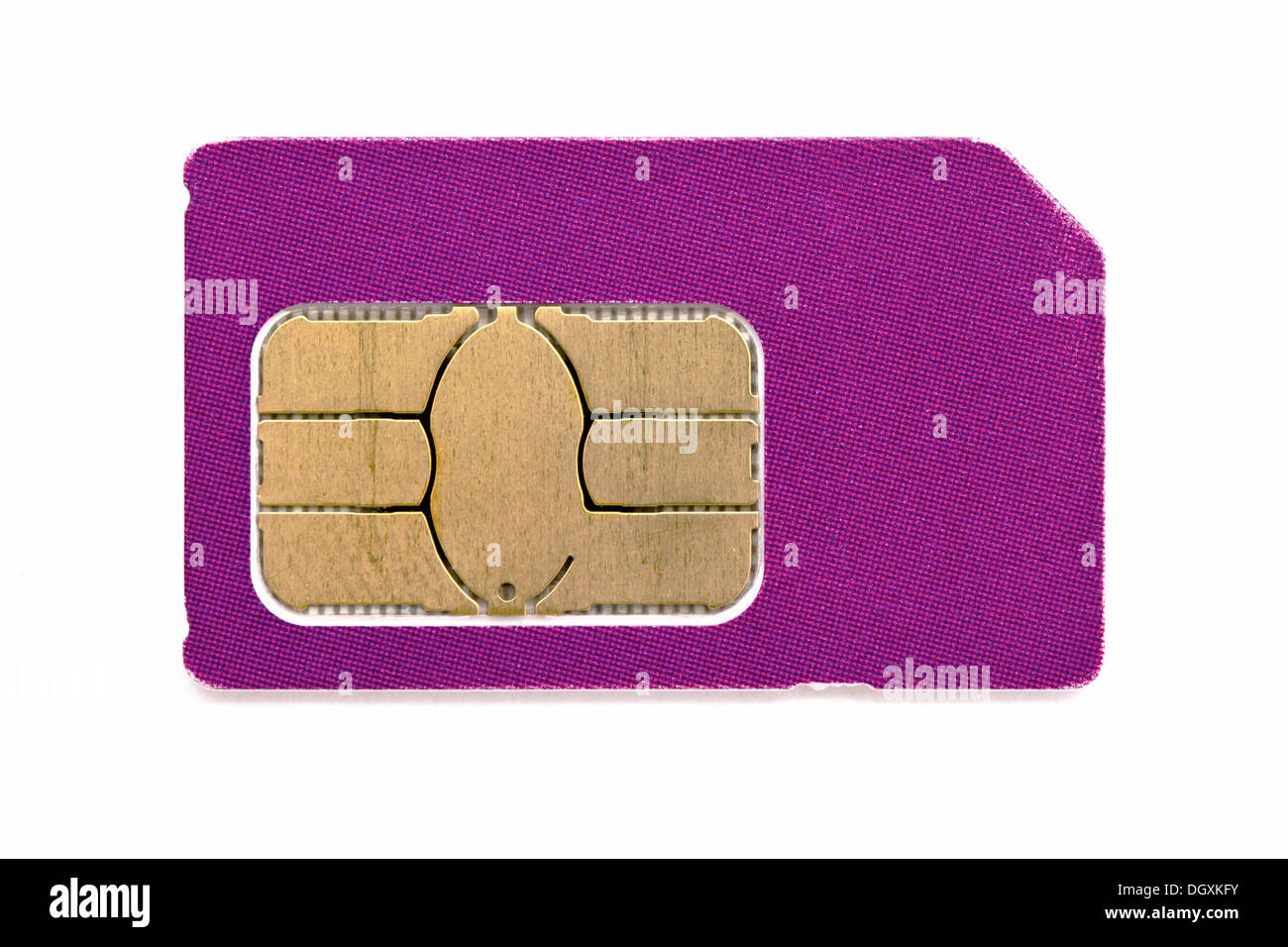 La scheda SIM per telefono cellulare isolato su sfondo bianco Foto Stock
