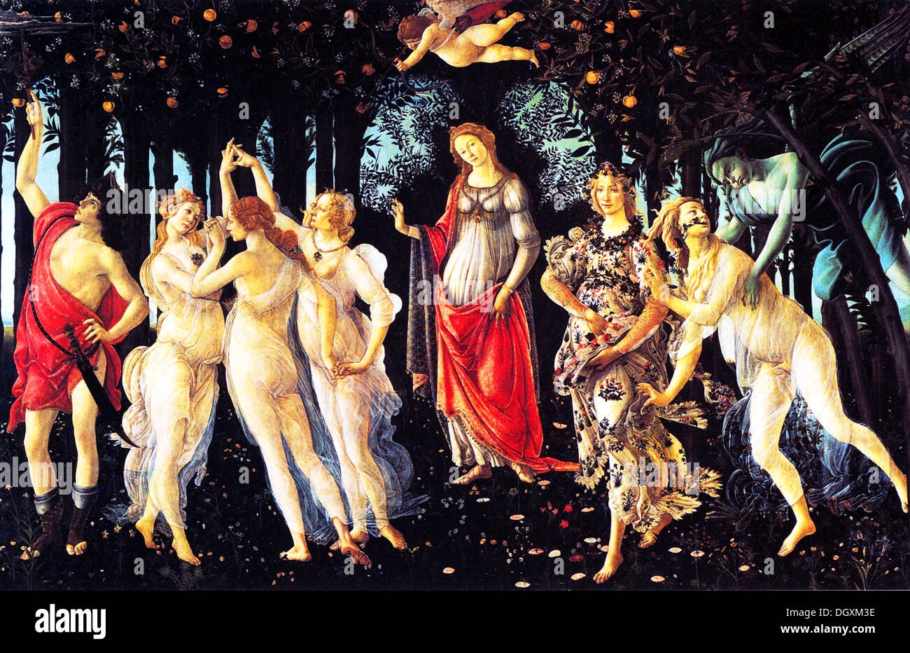 La Primavera - di Sandro Botticelli, 1482 - solo uso editoriale. Foto Stock