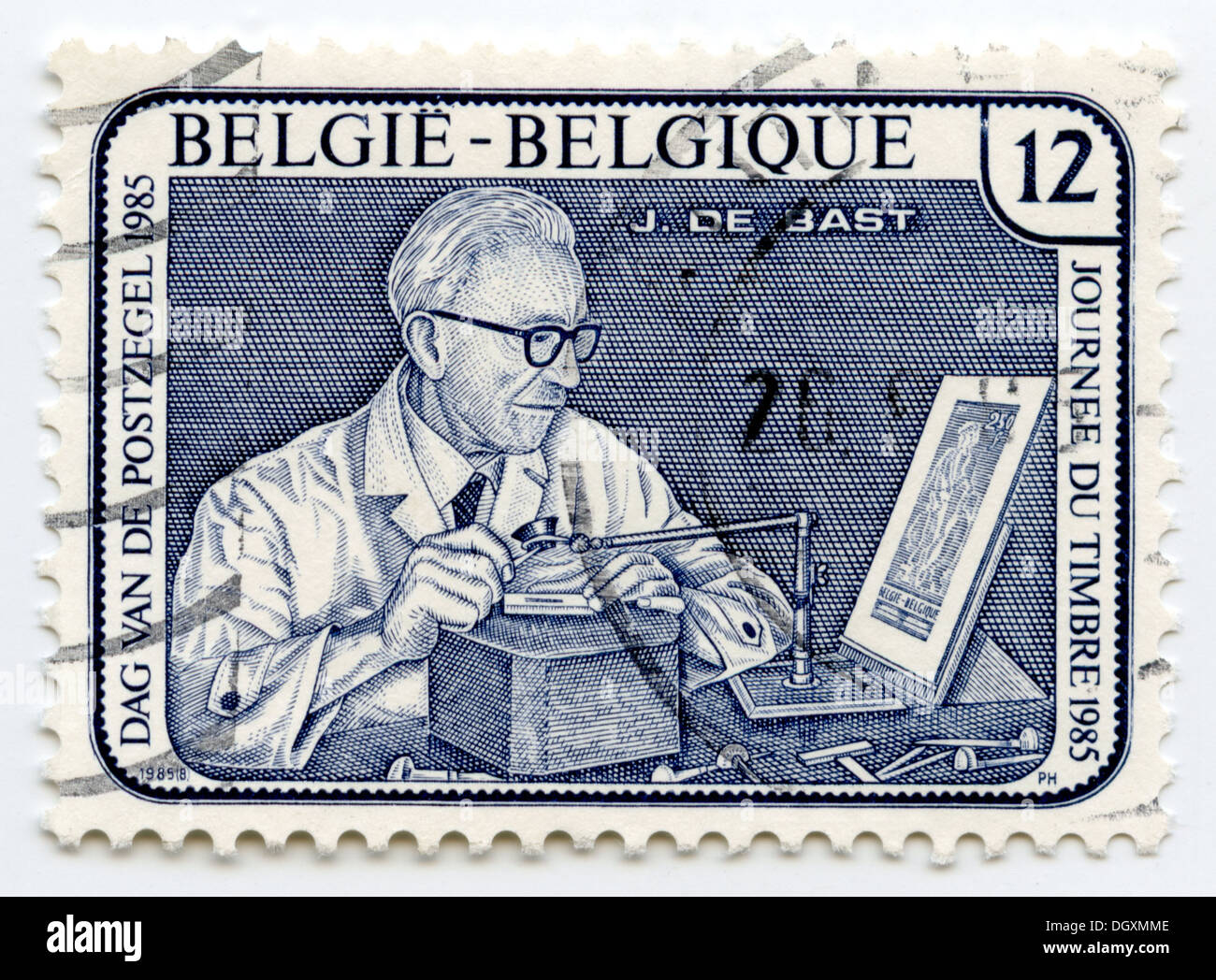 Belgio francobollo raffigurante Jean De liberiane, un belga francobolli disegnatore e incisore Foto Stock