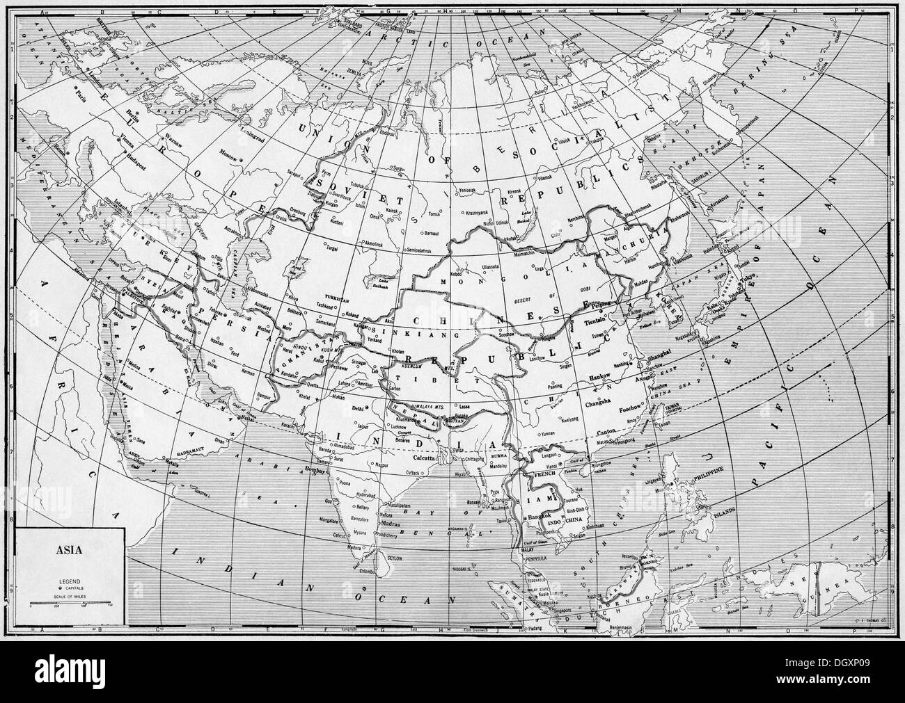 Vecchia mappa dell'asia Foto e Immagini Stock in Bianco e Nero - Alamy