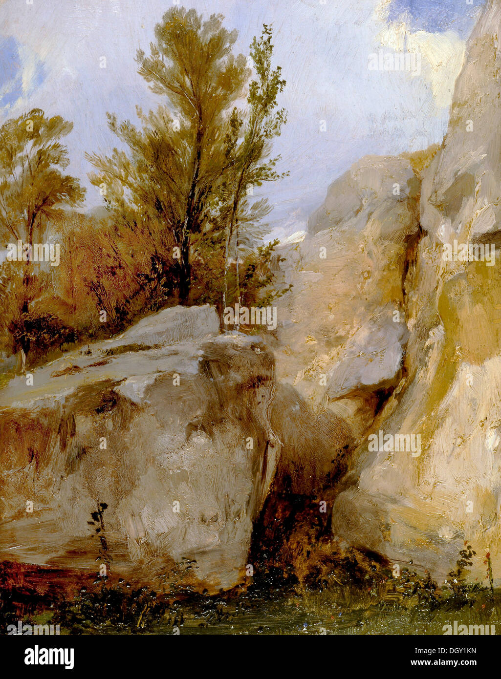 Richard Parkes Bonington, nella foresta di Fontainebleau. Circa 1825. Olio su cartoni. Yale Center per British Art di New Haven Foto Stock