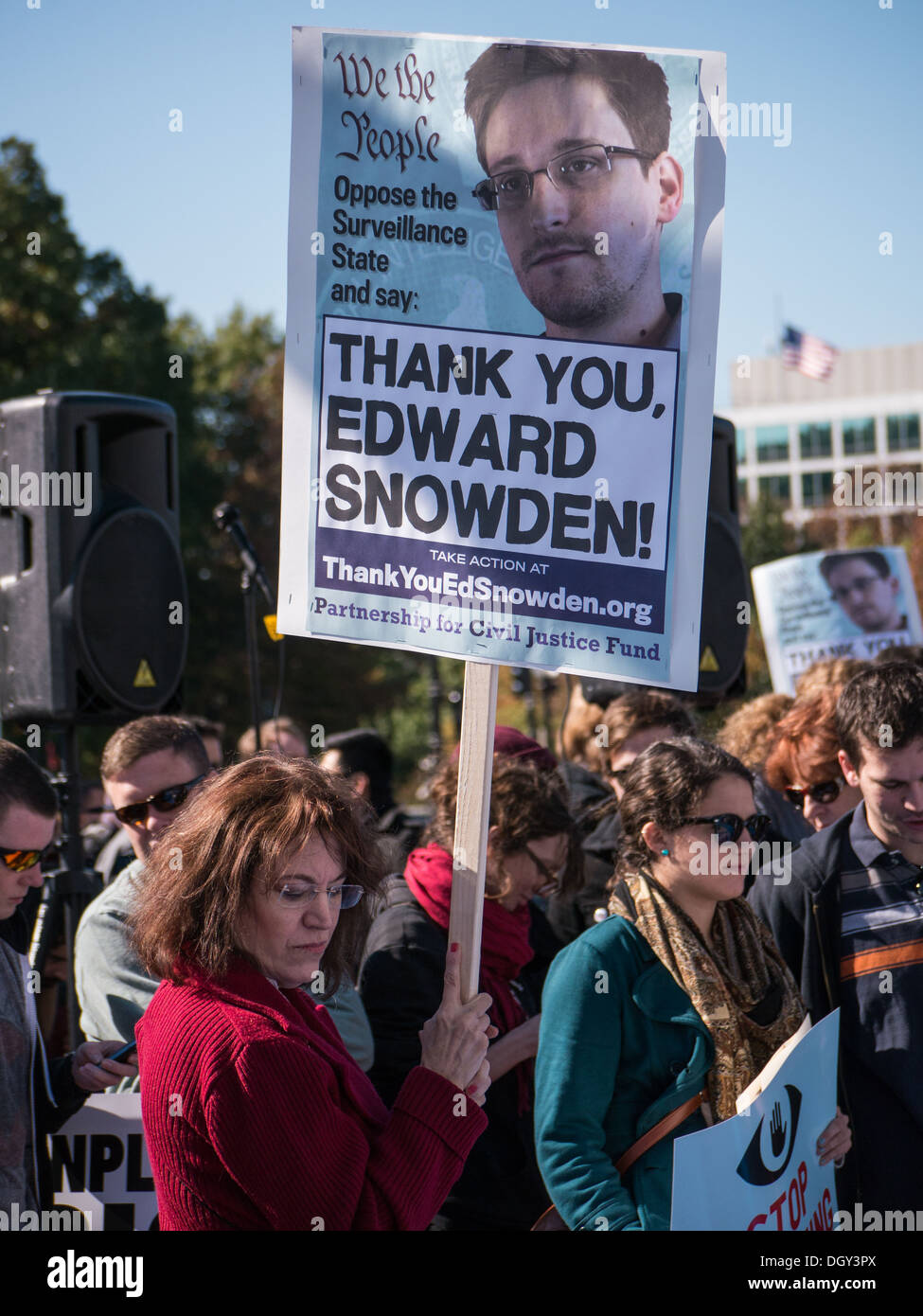Interrompere la visione di noi: Rally contro la NSA sorveglianza di massa. ©Ann poco Foto Stock