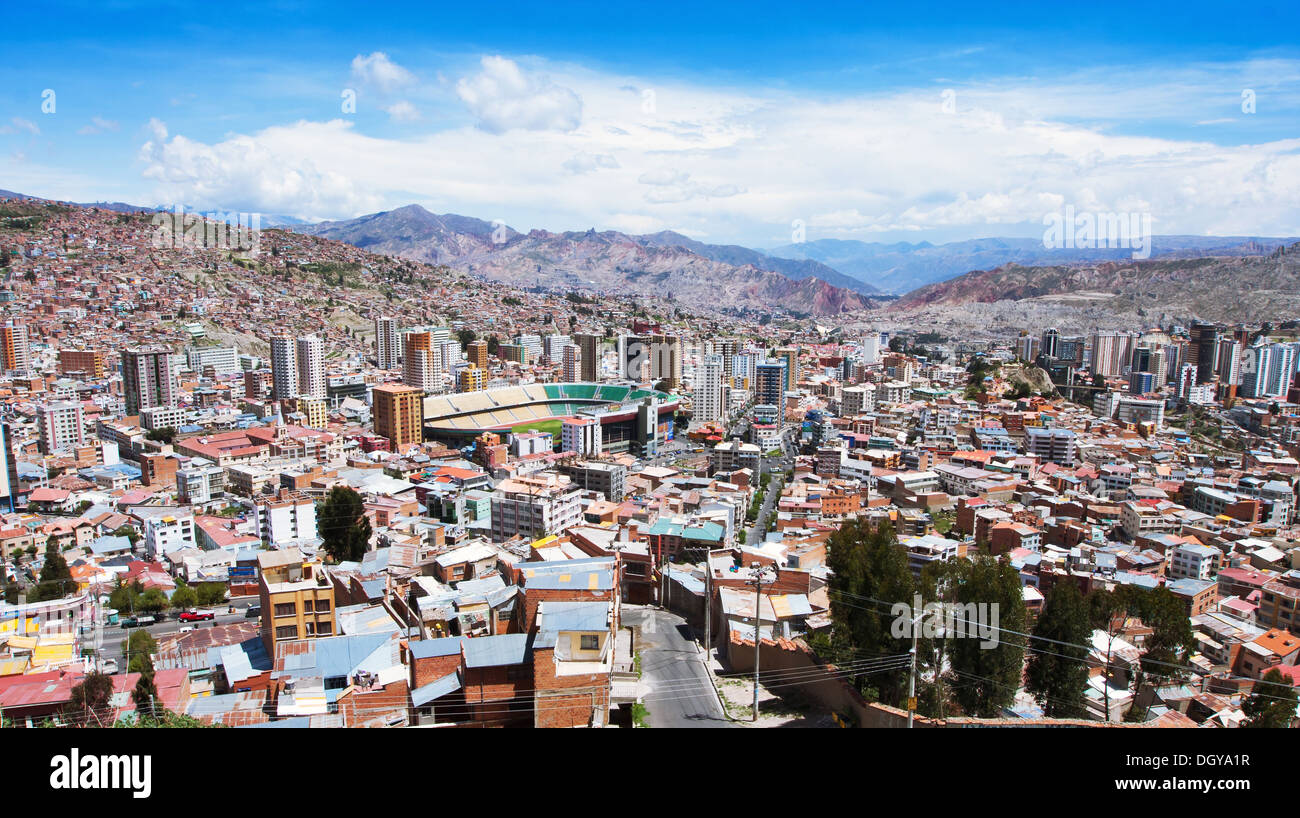 Vista panoramica di La Paz in Bolivia Foto Stock