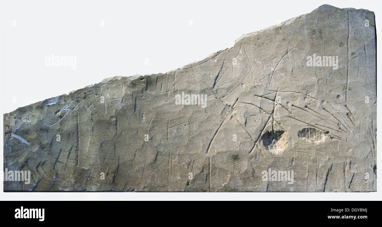 5744. Ebraico sepoltura iscrizione da Beth Loya, Judean pedemontana dating 6th. C. BC. L'epigrafe recita: YHWH il Dio di tutta la terra e le montagne di Giuda appartengono a lui, al Dio di Gerusalemme. Foto Stock