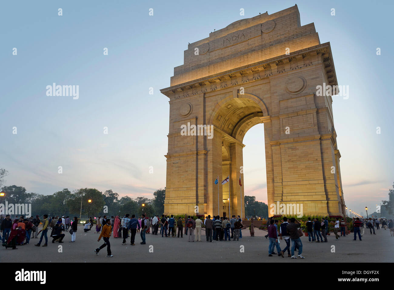 Amar Jawan Jyoti, India Gate, tutti India Memoriale di guerra da Sir Edwin Lutyens, New Delhi, Delhi, India Foto Stock