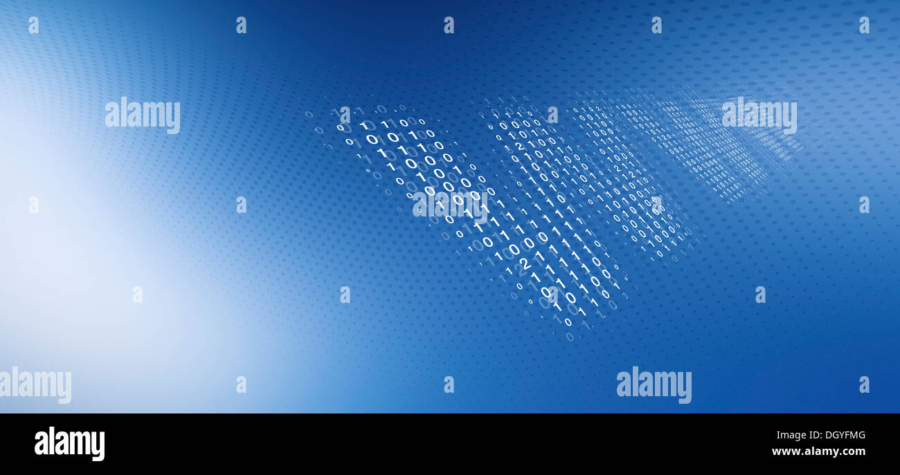 Diminuire www segno realizzato in codice binario, contro una diminuzione del dot sfondo modellato Foto Stock