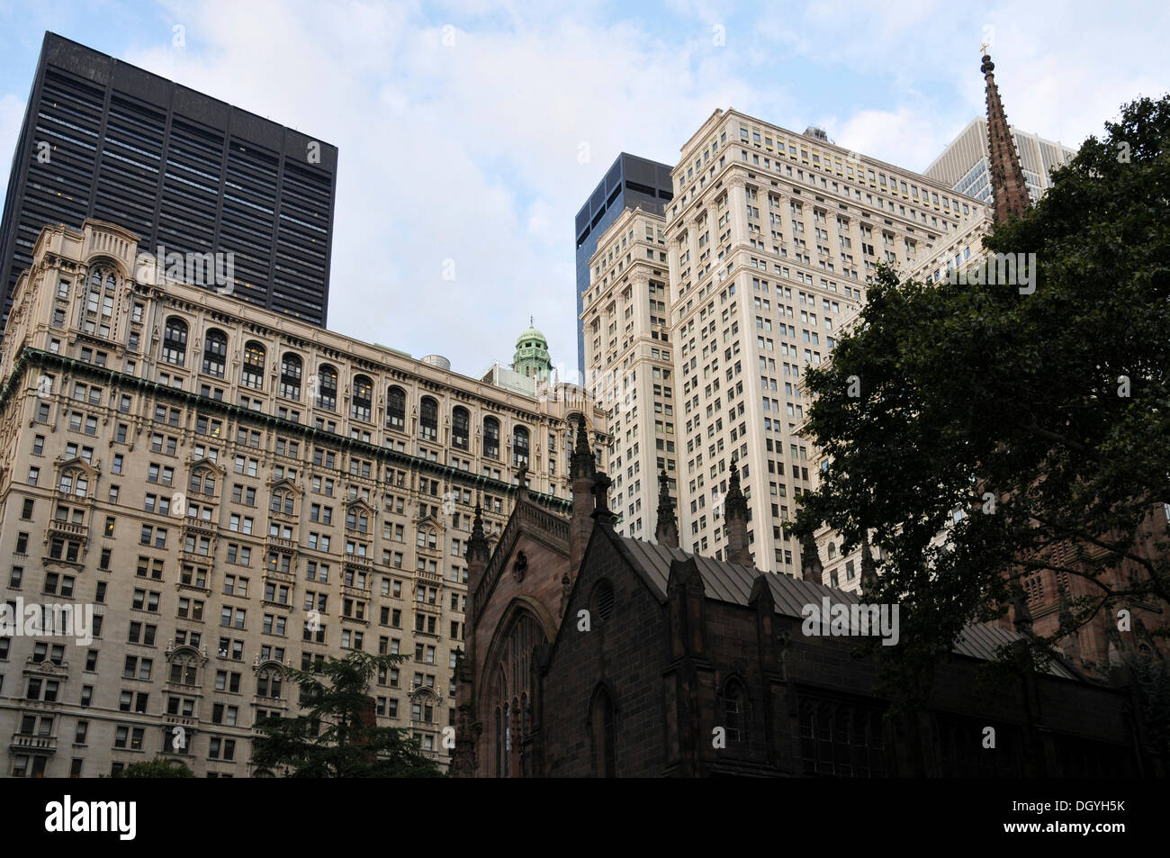 Chiesa della Trinità, il quartiere finanziario di New York City, America del Nord, Stati Uniti d'America Foto Stock