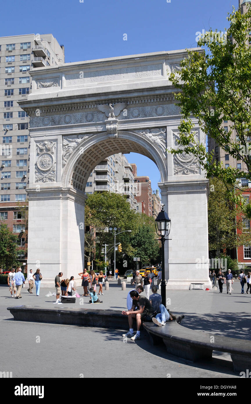 Washington Square arch, Washington Square Park, Greenwich village, new york New York, America del Nord, Stati Uniti d'America Foto Stock