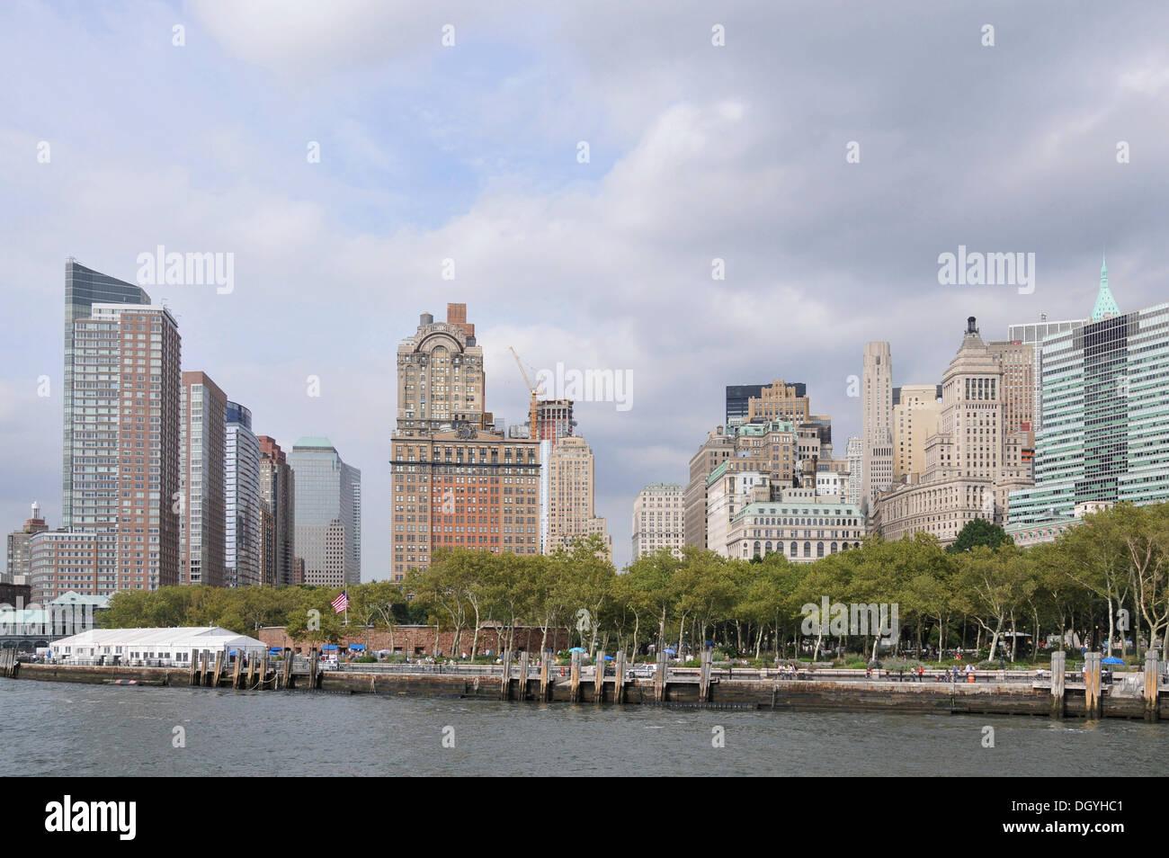 Skyline di Manhattan, Battery Park, new york new york, Stati Uniti d'America, Stati Uniti d'America, America del nord Foto Stock
