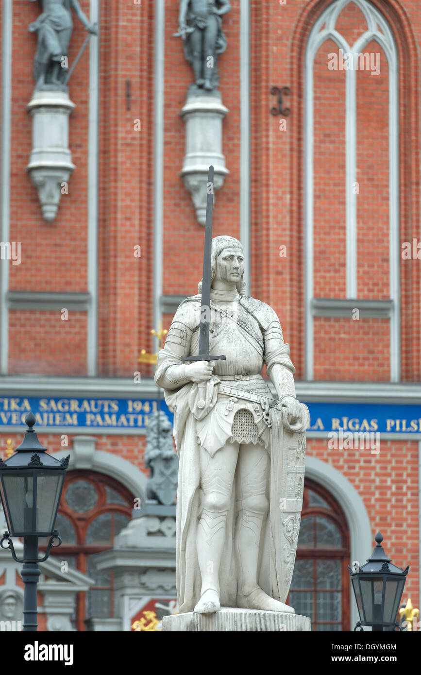 Statua di roland, piazza Municipio, Riga, Lettonia, paesi baltici, Europa Foto Stock