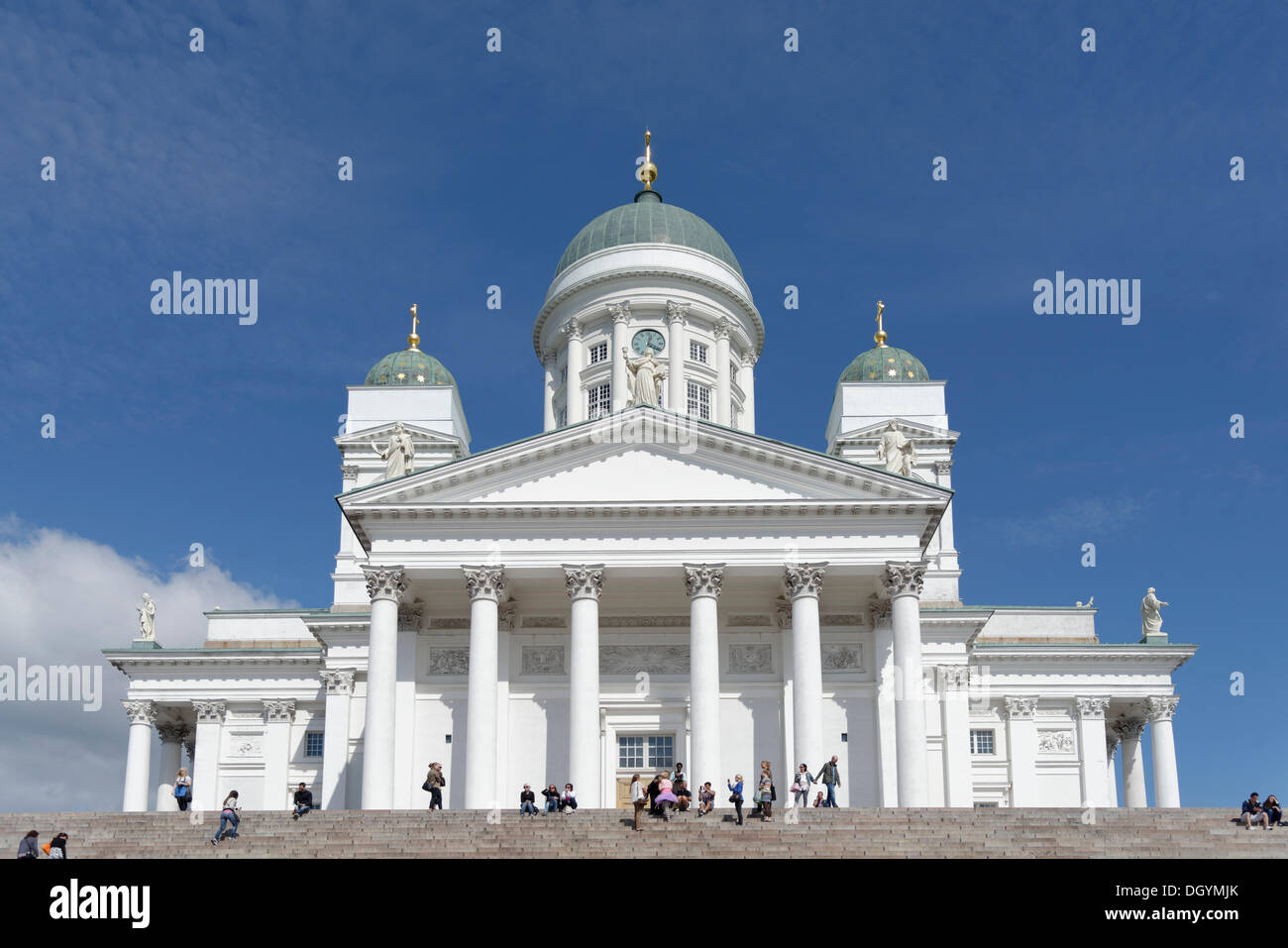 La cattedrale di Helsinki, scale, la piazza del senato, senaatintori, Helsinki, Uusimaa, Finlandia Foto Stock