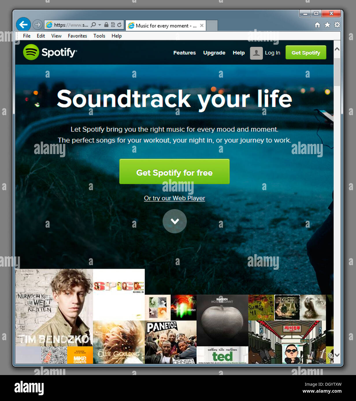 Spotify musica sito Web streaming. Foto Stock