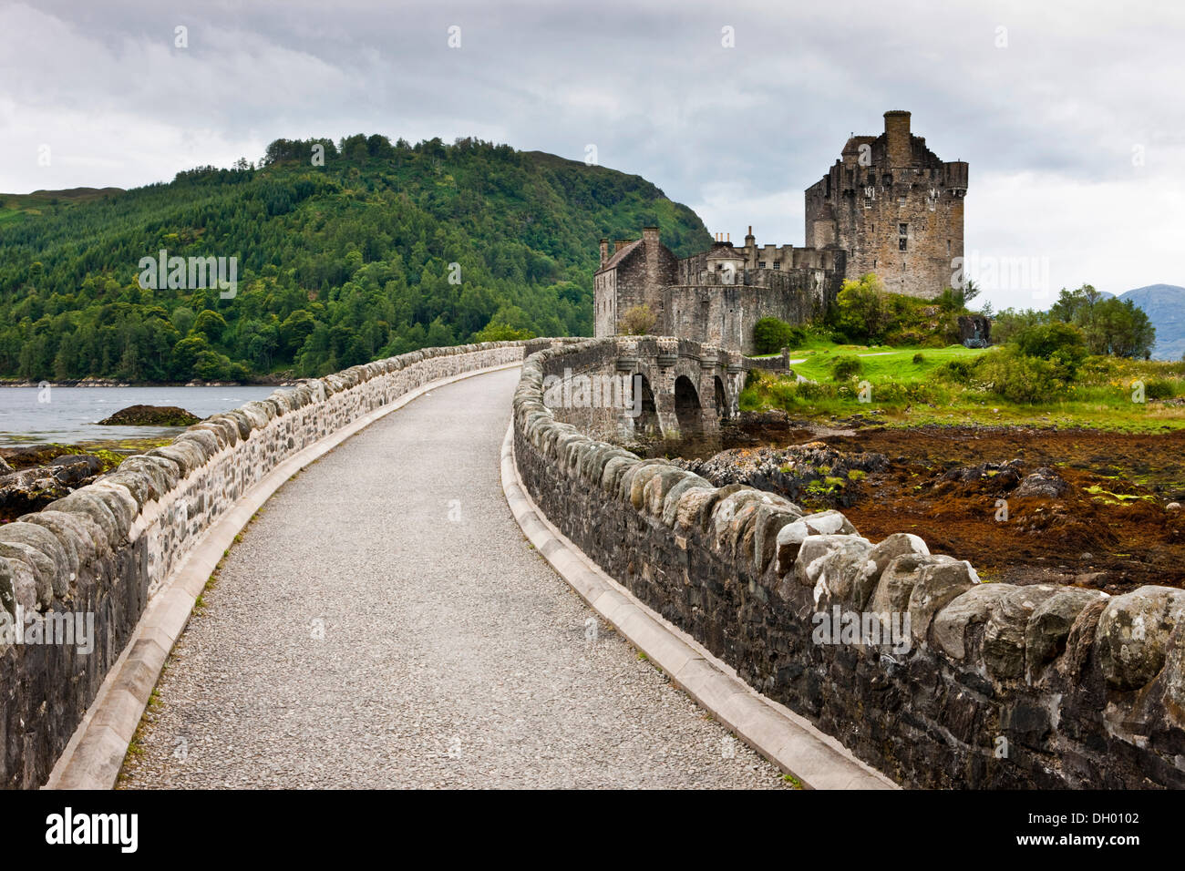 Eilean Donan Castle e Loch Alsh, Scotland, Regno Unito Foto Stock