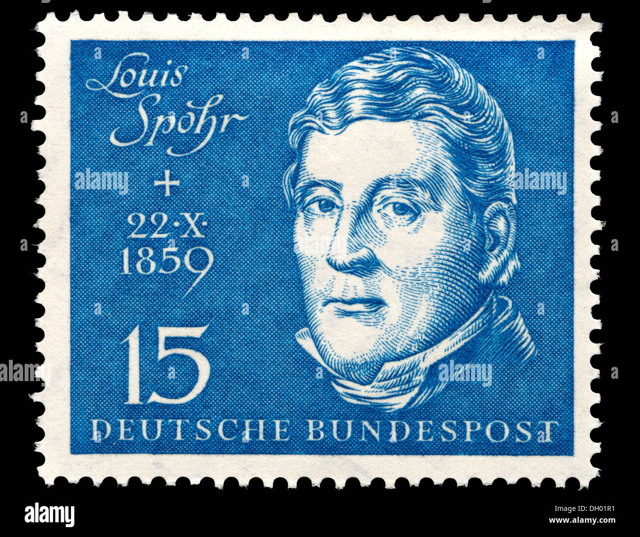 Ritratto di Louis Spohr / Ludwig Spohr (1784-1859: compositore tedesco, violinista e direttore) dal tedesco francobollo. Foto Stock