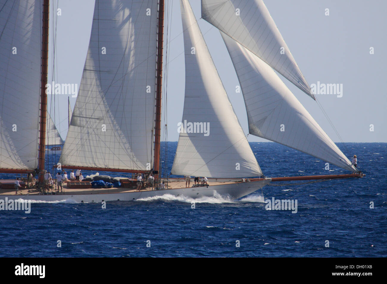 Storico di nave a vela regata a la classica settimana dello Yacht Club di Monaco, il Principato di Monaco, Côte d'Azur, Europa Foto Stock