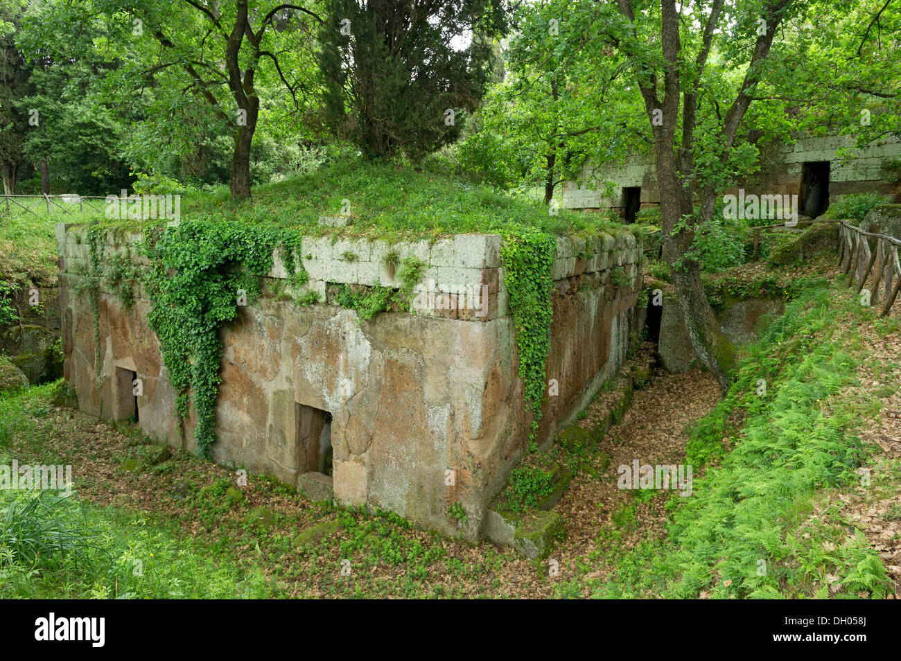 Antica tomba del cubo, Tomba Marce Ursus, necropoli etrusca di La Banditaccia, Necropoli della Banditaccia, Cerveteri Foto Stock