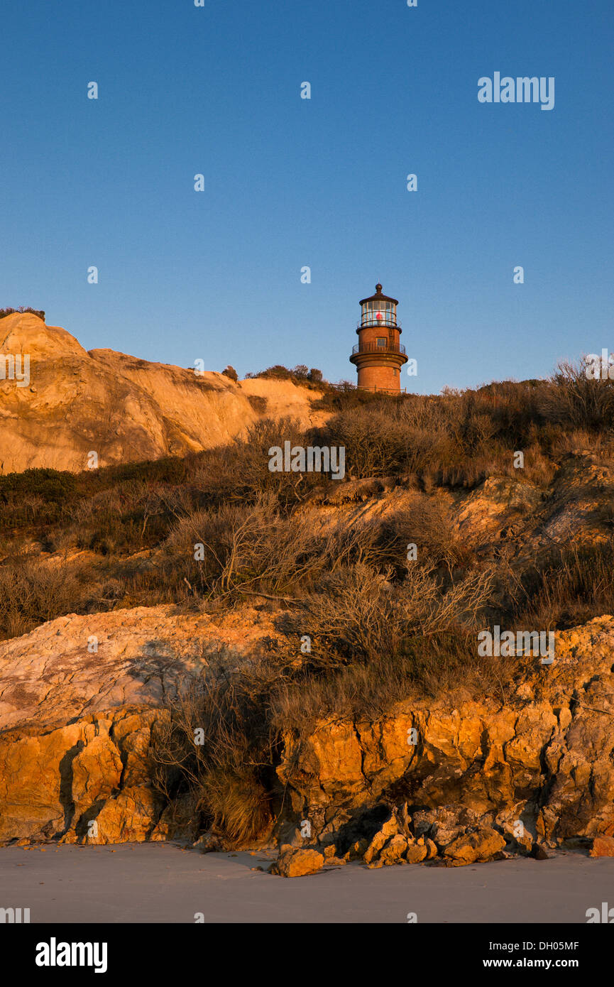 Gay-Capo Faro da Moshup beach, Aquinnah, Martha's Vineyard, Massachusetts, STATI UNITI D'AMERICA Foto Stock