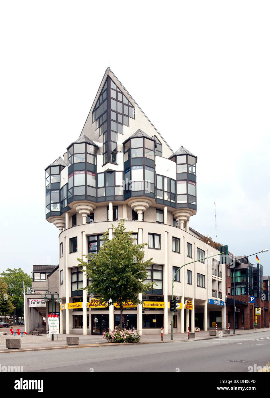 Post-moderno edificio, Herten, Ruhrgebiet regione Renania settentrionale-Vestfalia, Germania Foto Stock